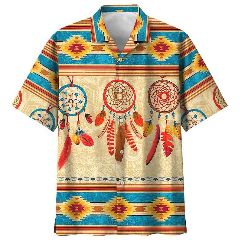 Native American Red And Blue Dreamcatcher Tribal Design Hawaiian Shirt, Hawaiian Shirt Gift, Christmas Gift