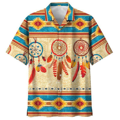 Native American Red And Blue Dreamcatcher Tribal Design Hawaiian Shirt, Hawaiian Shirt Gift, Christmas Gift