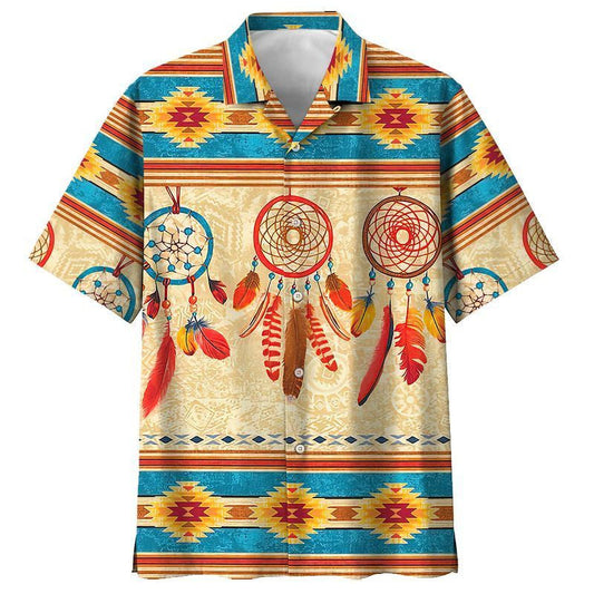 Native American Red And Blue Dreamcatcher Tribal Design Hawaiian Shirt, Hawaiian Shirt Gift, Christmas Gift