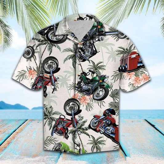 Motorcryle Hawaiian Shirt - Motorbike Tropical Vintage Hawaiian Shirt - Gift For Motorcryle Lovers, Hawaiian Shirt Gift, Christmas Gift