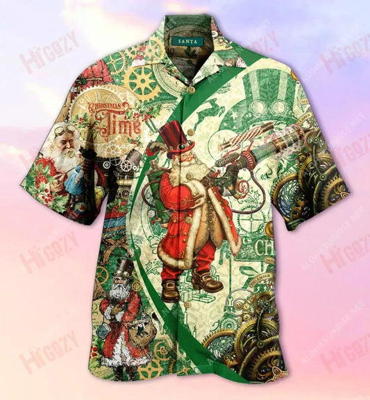 Steampunk Santa Clause Short Hawaiian Shirt Summer Tropical Shirts Vintage Hawaiian Shirts Funny Hawaiian Shirts, Hawaiian Shirt Gift, Christmas Gift
