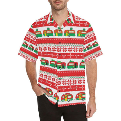 Camper Camping Ugly Christmas Red Design Hawaiian Shirt, Hawaiian Shirt Gift, Christmas Gift