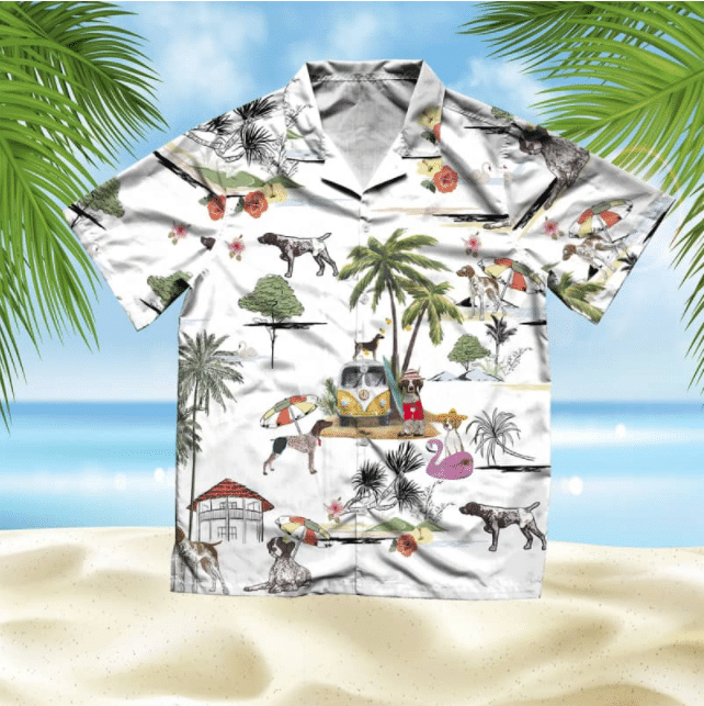 German Shorthaired Pointer Beach Style Pretty Ornamental Hawaiian Shirt, Hawaiian Shirt Gift, Christmas Gift