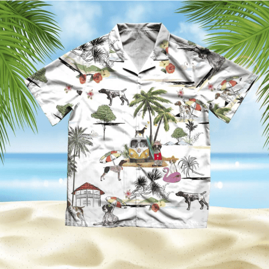German Shorthaired Pointer Beach Style Pretty Ornamental Hawaiian Shirt, Hawaiian Shirt Gift, Christmas Gift
