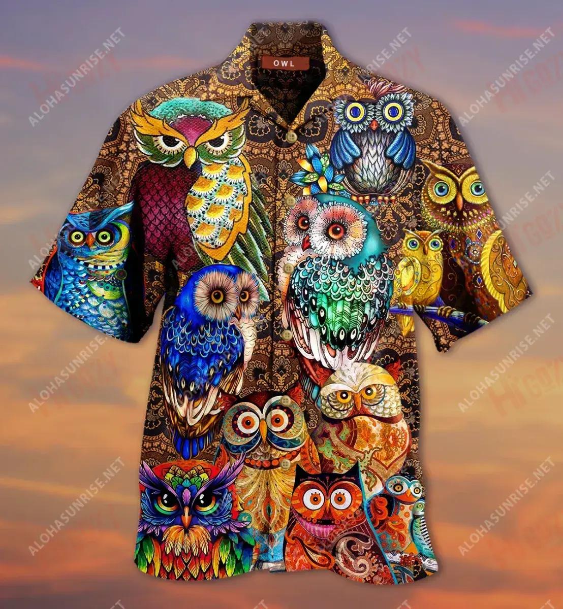 Owls Are So Cool Short Hawaiian Shirt Summer Tropical Shirts Custom Hawaiian Shirts Hawaiian Shirts For Women, Hawaiian Shirt Gift, Christmas Gift