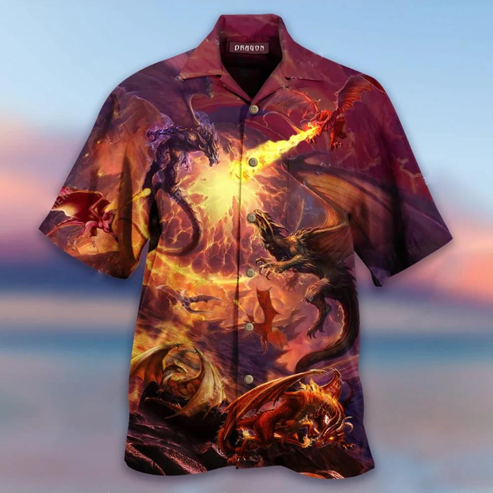 Fire Dragon Dangerous Zone Gift For Animal Lovers Hawaiian Shirt, Hawaiian Shirt Gift, Christmas Gift
