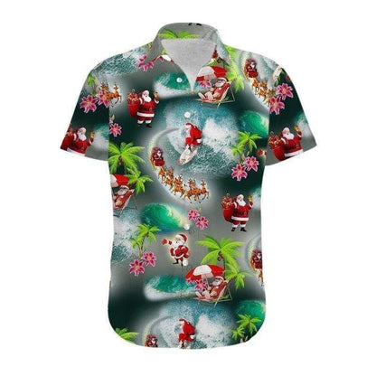 Hawaiian Shirt Santa Surfing On Beach Merry Xmas Themed Hawaiian Shirt, Hawaiian For Gift