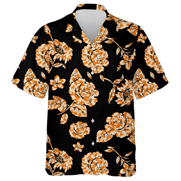 Wild African Leopard With Flowers On Black Background Hawaiian Shirt, Hawaiian Shirt Gift, Christmas Gift