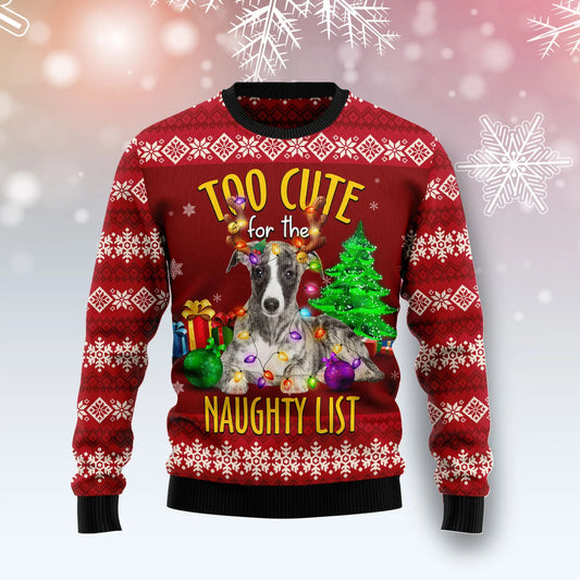 Greyhound Too Cute unisex womens & mens, couples matching, friends, funny family ugly christmas holiday sweater gifts, Christmas Ugly Sweater