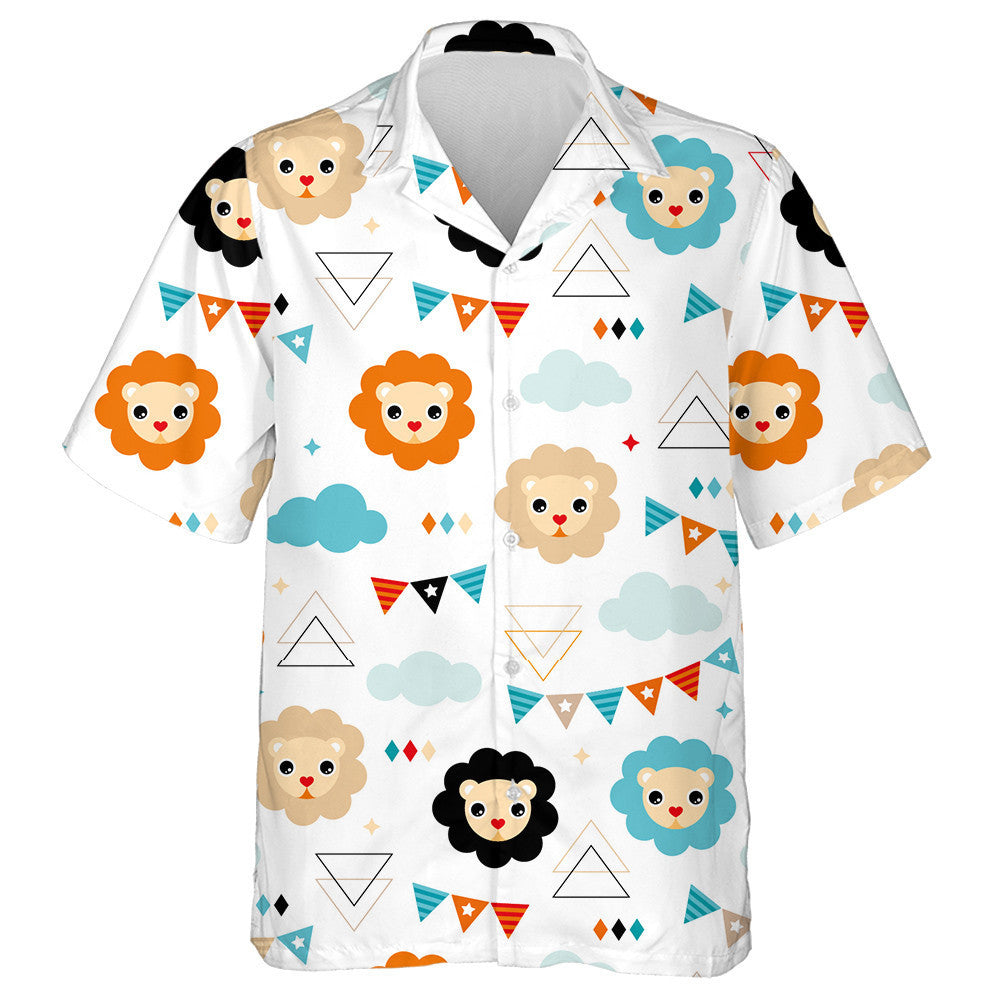 Colorful Kids Circus Lion WIth Cloud And Flat Hawaiian Shirt, Hawaiian Shirt Gift, Christmas Gift