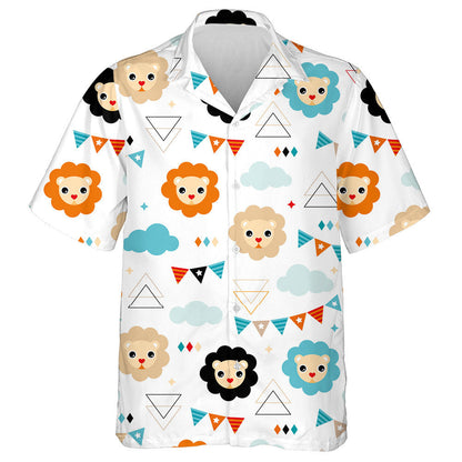 Colorful Kids Circus Lion WIth Cloud And Flat Hawaiian Shirt, Hawaiian Shirt Gift, Christmas Gift