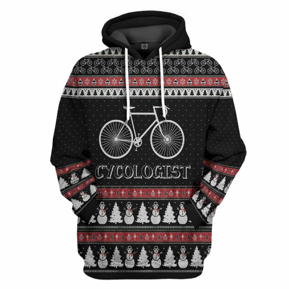 3D Hässlicher Weihnachts-Cycologist-Hoodie mit Aufschrift „Cycologist“