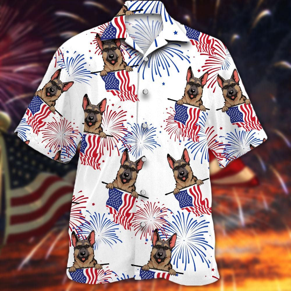 Cool German Shepherd White Theme Hawaiian Shirt,Hawaiian Shirt Gift, Christmas Gift
