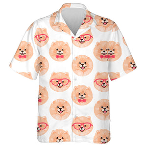 Little Smile Dog In Cartoon Background Hawaiian Shirt, Hawaiian For Gift