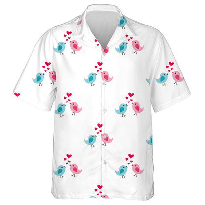 Couple Blue And Pink Bird In Love With Hearts Hawaiian Shirt, Hawaiian Shirt Gift, Christmas Gift