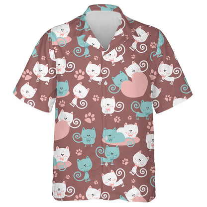 Them Happy Day Cats In Love Cute Background Hawaiian Shirt, Hawaiian Shirt Gift, Christmas Gift