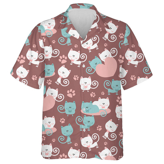 Them Happy Day Cats In Love Cute Background Hawaiian Shirt, Hawaiian Shirt Gift, Christmas Gift