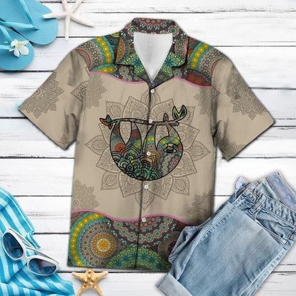 Sloth Mandala Hawaiian Shirt, Hawaiian Shirt Gift, Christmas Gift