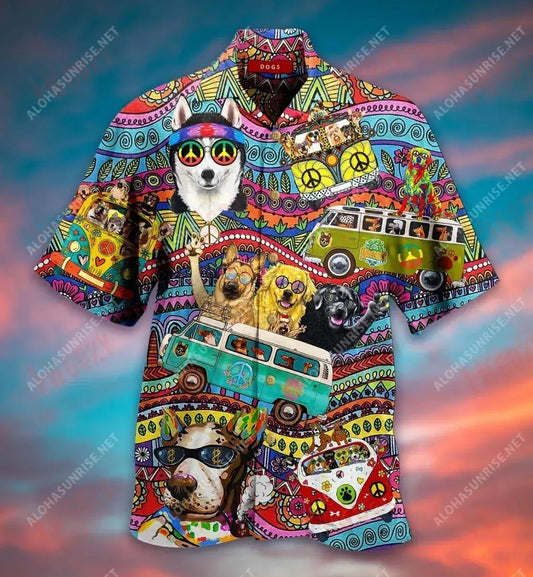 Peace For Dogs Hippie Short Hawaiian Shirt Summer Hawaiian T Shirts Tactical Hawaiian Shirt Hawaiian Shirts For Women, Hawaiian Shirt Gift, Christmas Gift