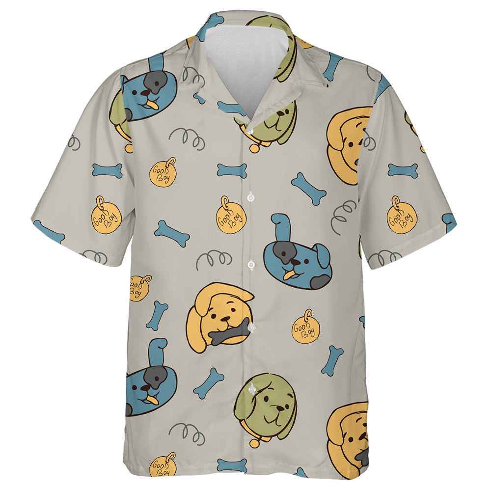 Cartoon Dogs And Bones Design Isolated Background Hawaiian Shirt, Hawaiian Shirt Gift, Christmas Gift