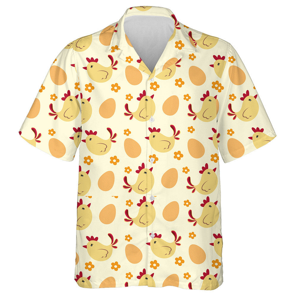Adorable Chicken With Egg And Small Flower Hawaiian Shirt, Hawaiian Shirt Gift, Christmas Gift