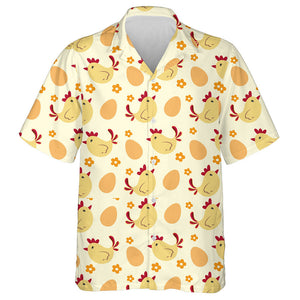 Adorable Chicken With Egg And Small Flower Hawaiian Shirt, Hawaiian Shirt Gift, Christmas Gift