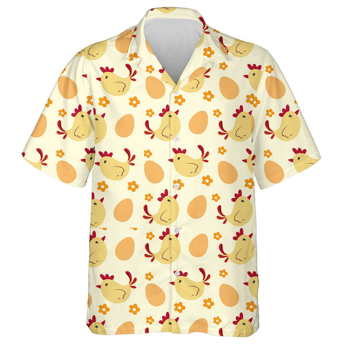 Adorable Chicken With Egg And Small Flower Hawaiian Shirt, Hawaiian Shirt Gift, Christmas Gift