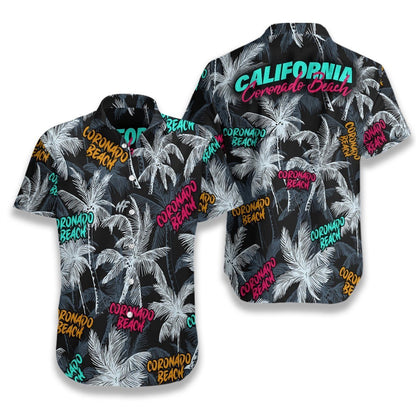 Coronado Beach Coconut Tree Seamless Hawaiian Aloha Shirt, Hwaiian For Gift