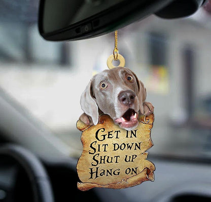 Weimaraner get in two sided ornament, Christmas Decoration