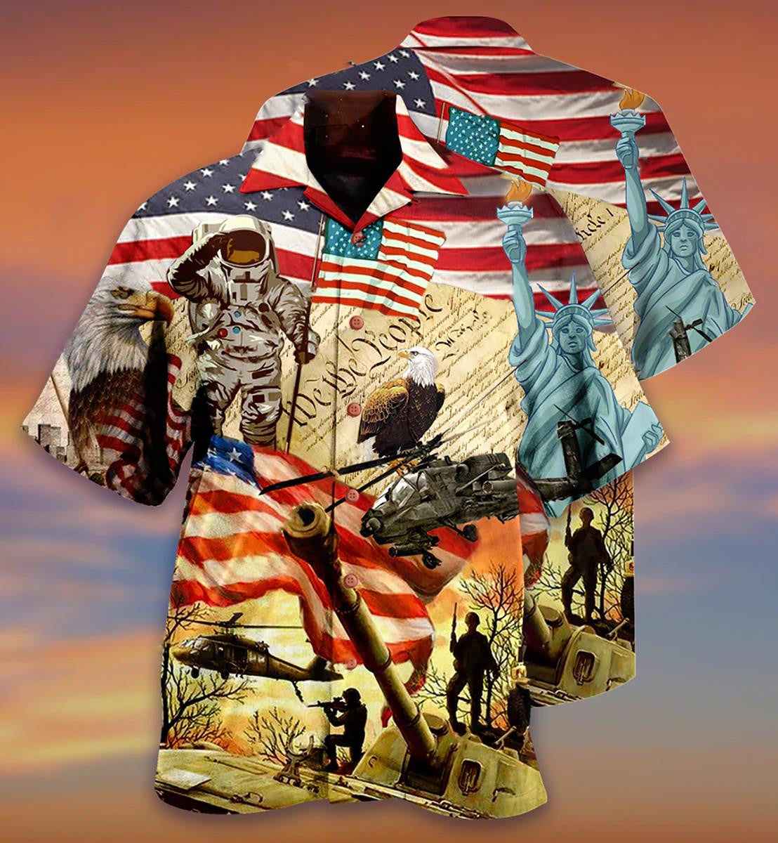 America Independence Day 3D All Over Printed Hawaiian Shirt, Hawaiian Shirt Gift, Christmas Gift