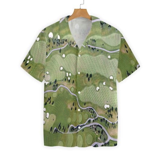 Golf Course Map Green Theme Hawaiian Shirt,Hawaiian Shirt Gift, Christmas Gift