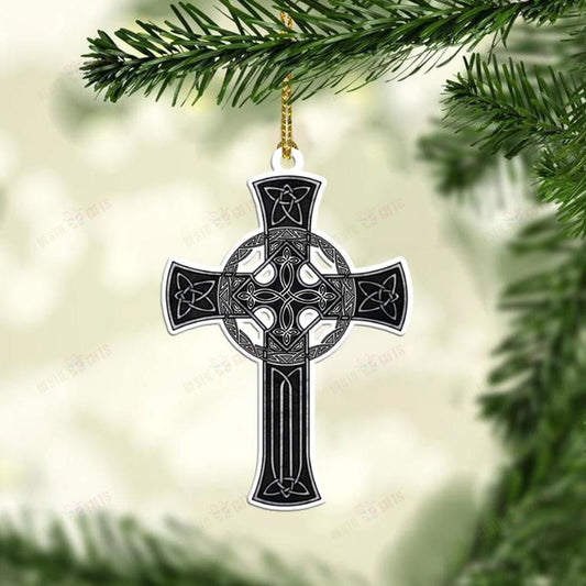 Celtic Cross Mica Ornament, Happy Christmas Ornament, Christmas Gift, Christmas Decoration