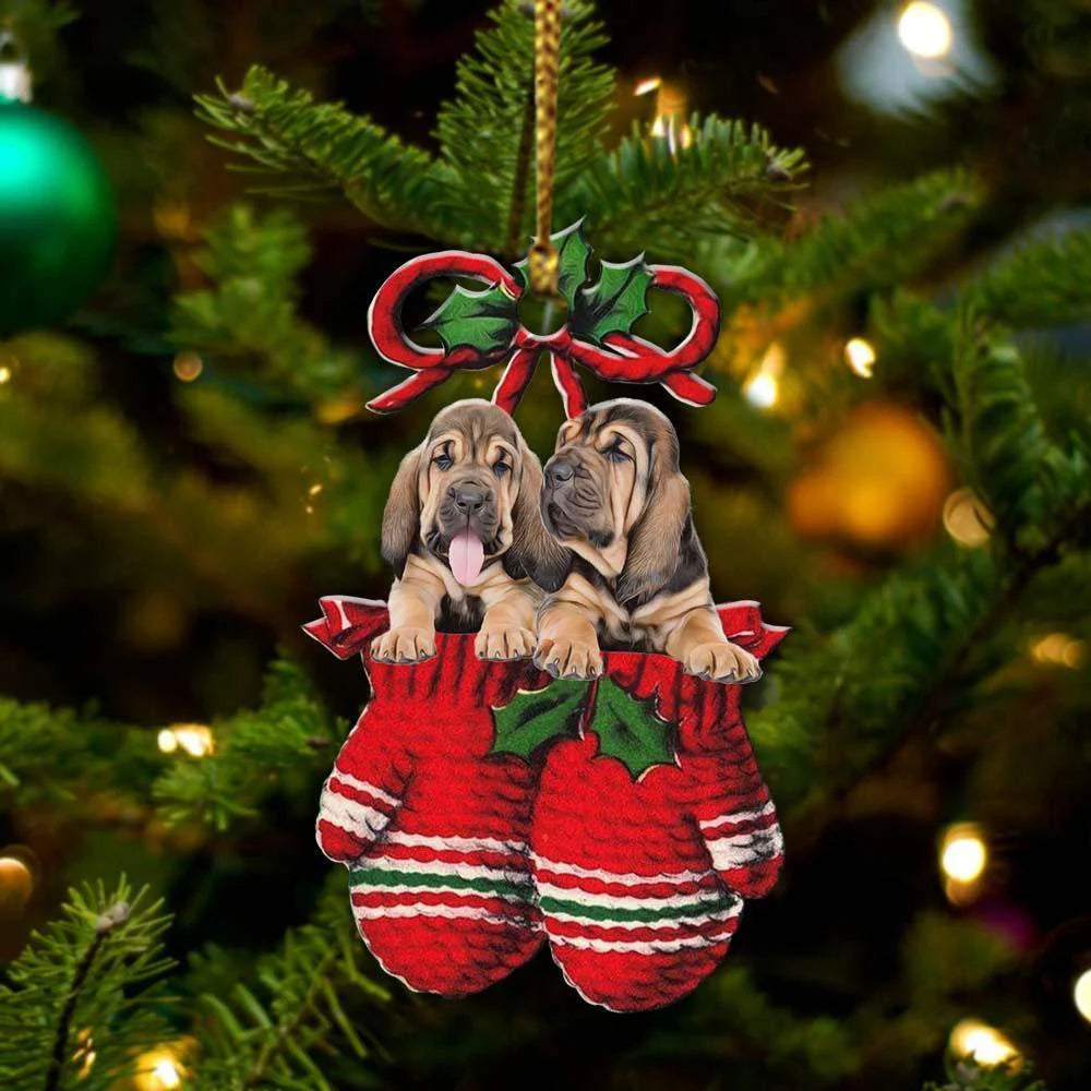 Bloodhound Inside Your Gloves Christmas Holiday-Two Sided Christmas Plastic Hanging Ornament, Christmas Ornament Gift, Christmas Gift, Christmas Decoration