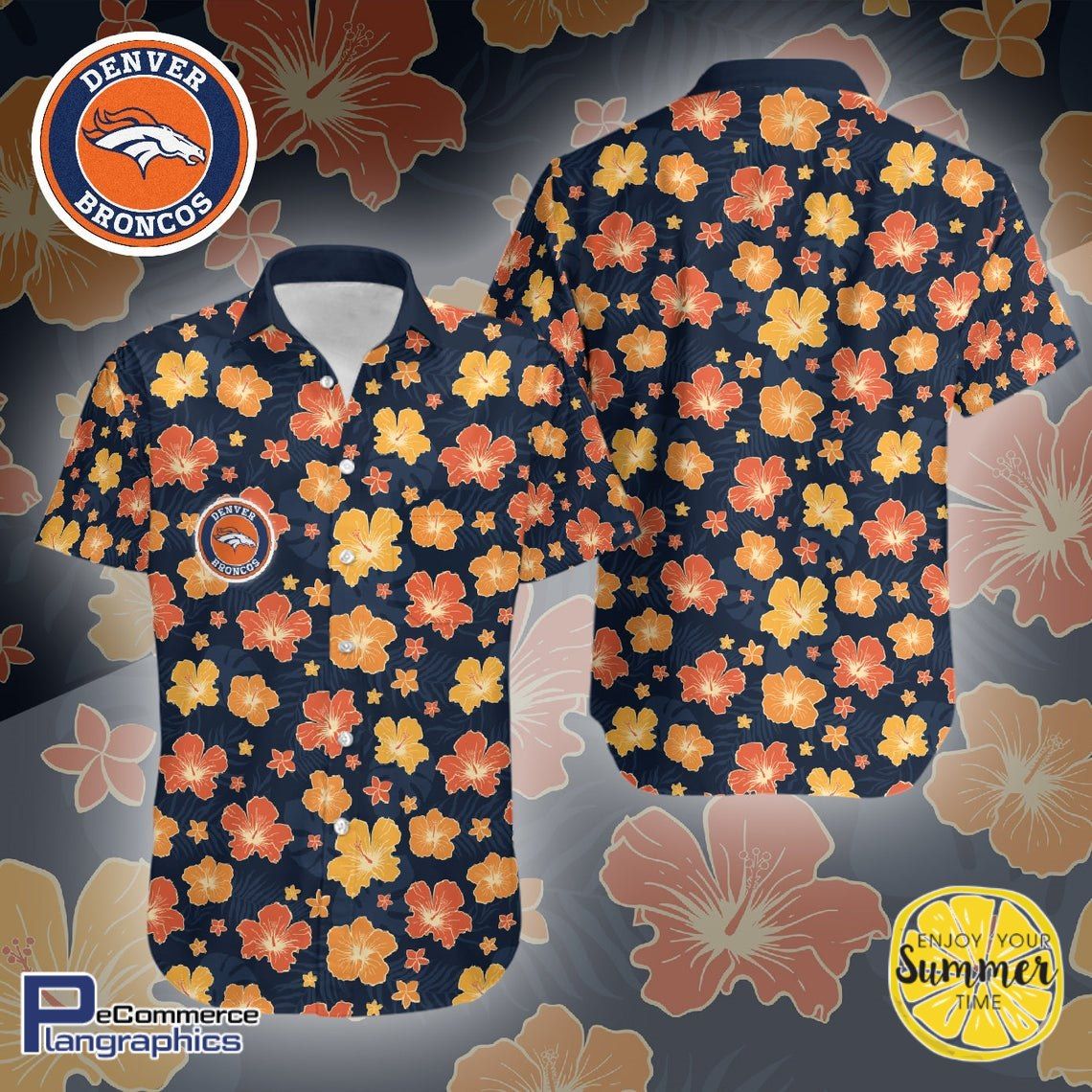 Denver Broncos Aloha Shirt Hawaiian Aloha Shirt Hawaiian Shorts Beach Short Shirt, Hawaiian Shirt Gift, Christmas Gift