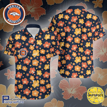 Denver Broncos Aloha Shirt Hawaiian Aloha Shirt Hawaiian Shorts Beach Short Shirt, Hawaiian Shirt Gift, Christmas Gift