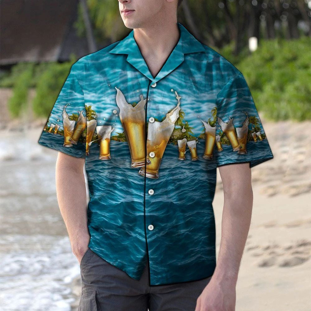 The Beauty Of Nature Beer Blue Ocean Pattern Hawaiian Shirt, Hawaiian Shirt Gift, Christmas Gift