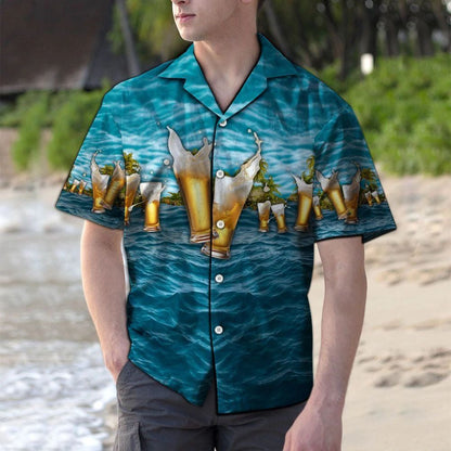 The Beauty Of Nature Beer Blue Ocean Pattern Hawaiian Shirt, Hawaiian Shirt Gift, Christmas Gift