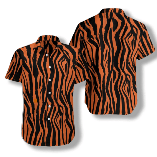Tiger And Zebra Strip Pattern Hawaiian Shirt, Hawaiian Shirt Gift, Christmas Gift