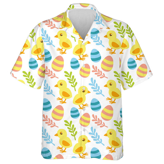 Baby Little Chicken With Easter Eggs And Leaves Hawaiian Shirt, Hawaiian Shirt Gift, Christmas Gift
