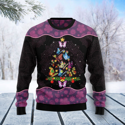 Butterfly Christmas Tree Ugly Christmas Sweater, Christmas Ugly Sweater,Christmas Gift,Gift Christmas 2022