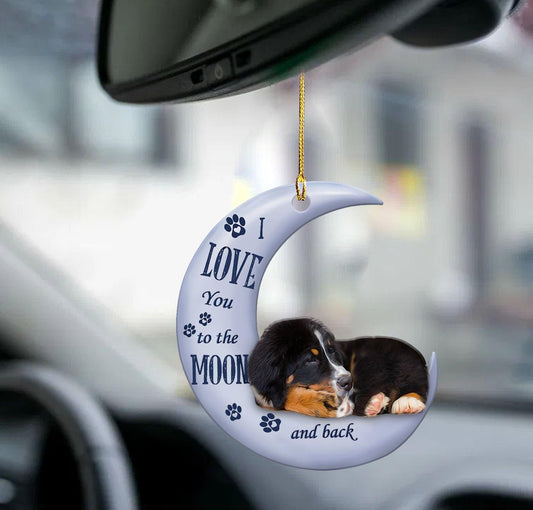 Bernese Mountain Dog Moon and Back 2 sides Ornament, Christmas Ornament Gift, Christmas Gift, Christmas Decoration