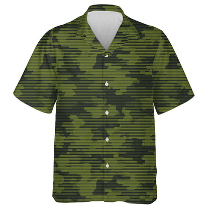 Digital Green Camouflage Thin Stripes Pattern Hawaiian Shirt,Hawaiian Shirt Gift, Christmas Gift