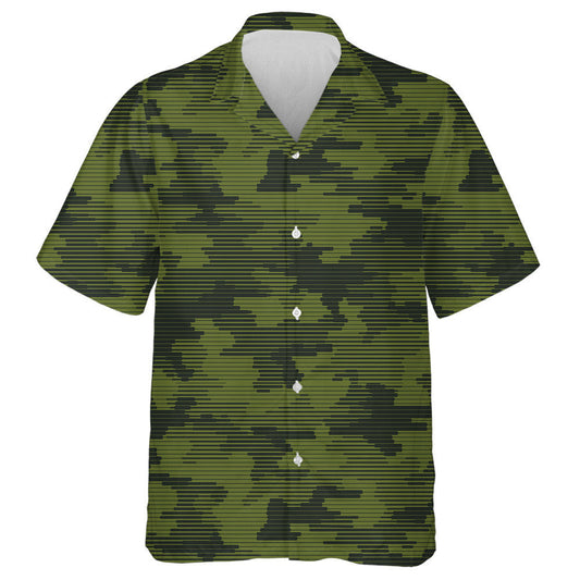 Digital Green Camouflage Thin Stripes Pattern Hawaiian Shirt,Hawaiian Shirt Gift, Christmas Gift