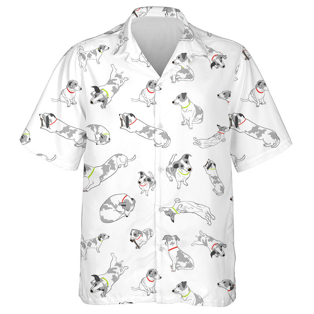 Beagle Dog Different Poses With Colorful Collar Hawaiian Shirt, Hawaiian Shirt Gift, Christmas Gift
