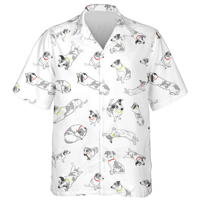 Beagle Dog Different Poses With Colorful Collar Hawaiian Shirt, Hawaiian Shirt Gift, Christmas Gift