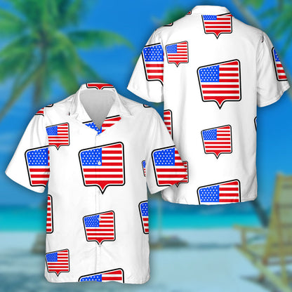 Chat Box With Monochrome American Flag On White Background Hawaiian Shirt, Hawaiian Shirt Gift, Christmas Gift