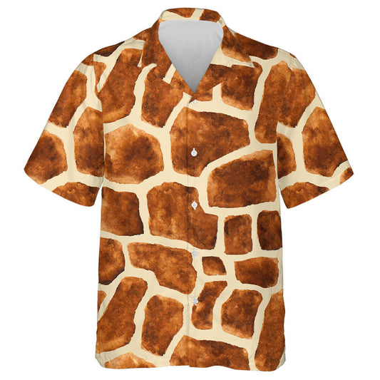 Cool Watercolor Painting Brown Giraffe Skin Pattern Hawaiian Shirt, Hawaiian Shirt Gift, Christmas Gift