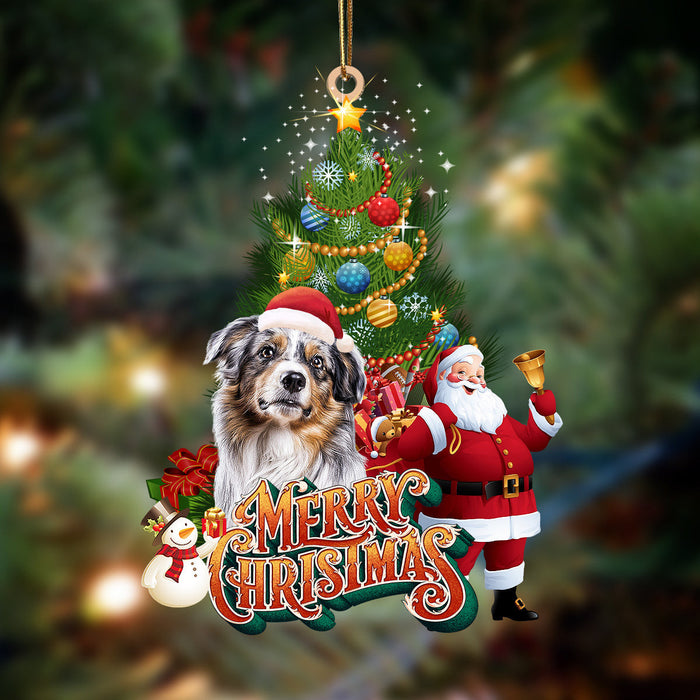 Australian Shepherd -Christmas Tree&Dog Hanging Christmas Plastic Hanging Ornament, Christmas Ornament Gift, Christmas Gift, Christmas Decoration