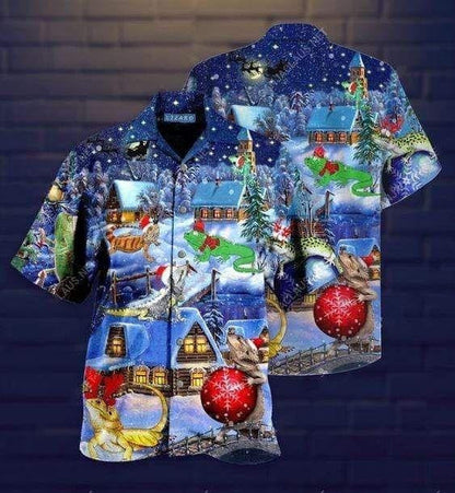 Lovely Amazing Christmas Lizard Design Hawaiian Shirt, Hawaiian For Gift