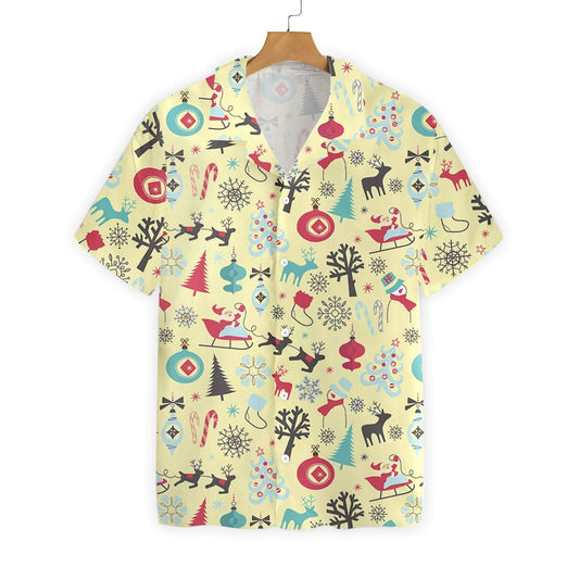 Merry Christmas Pattern On Cream Background Design Hawaiian Shirt, Hawaiian Shirt Gift, Christmas Gift
